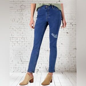 Denim & Co. Distressed Jeans 18W Petite NWT | High-Rise Stretch Denim | Casual